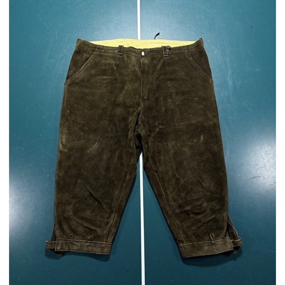 Vtg 40s German Lederhosen Knickerbockers Suede Leather Kniebund Shorts Size 38